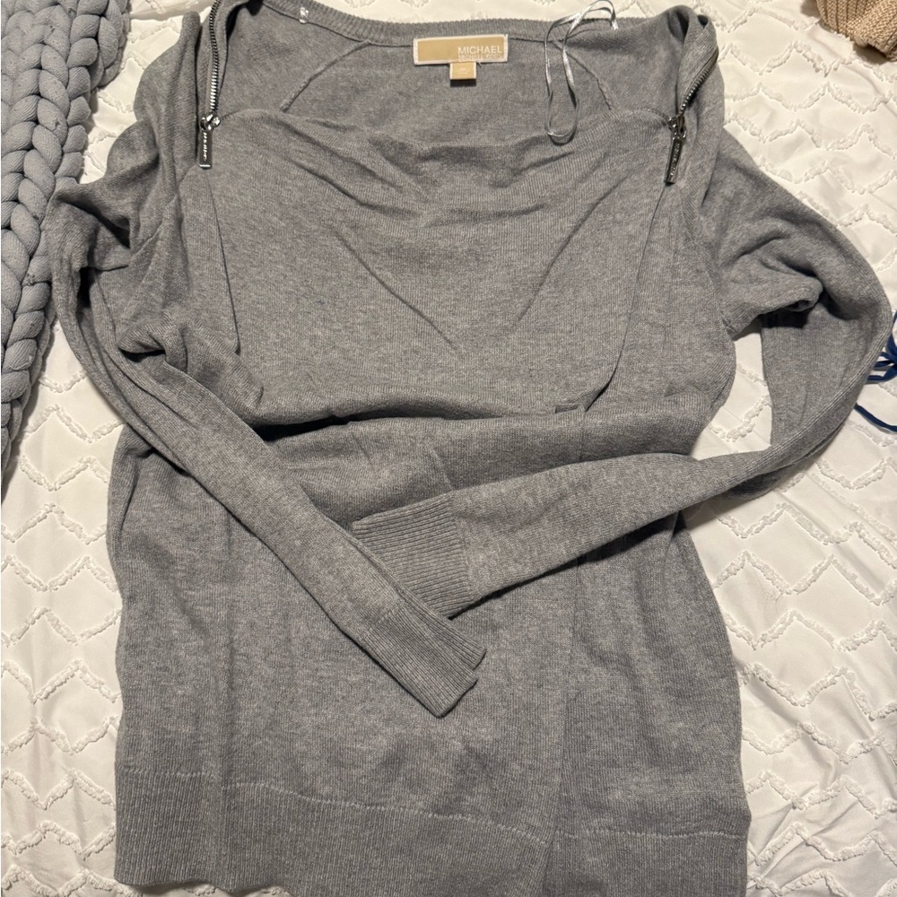 Michael Kors Off-the-Shoulder Gray Sweater